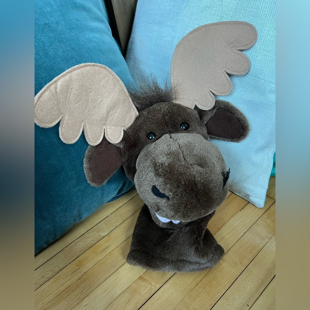 A&A Plush Brown Moose Hand Puppet teacher resource learning prop‎